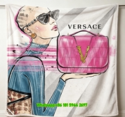 Versace Hot Pink Virtus Bag Fashion Illustration Print Flannel Throw Blanket Luxury Sofa Cover Blanket IMG_1681